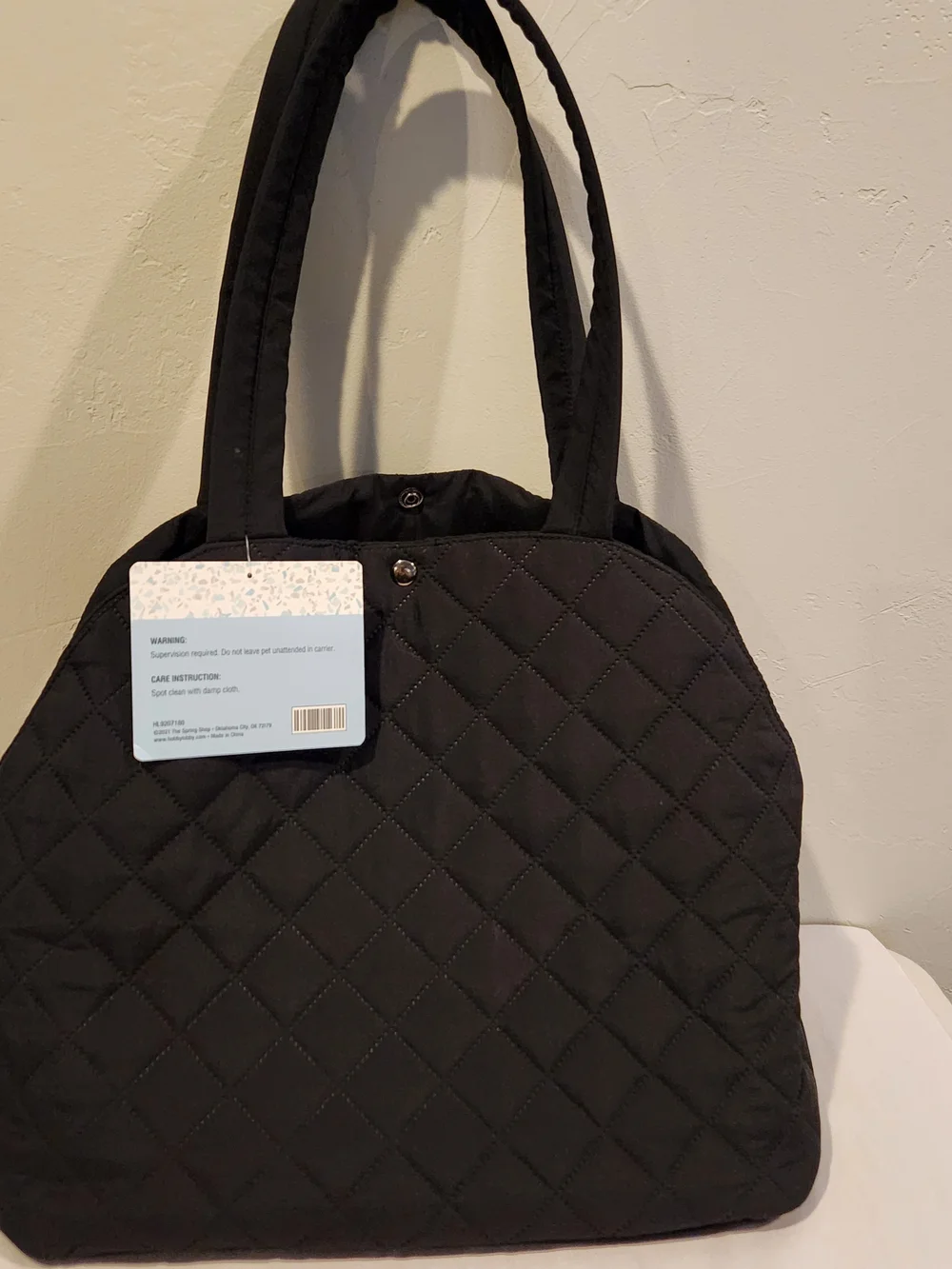 Quilted Black Pet Carrier Tote Bag